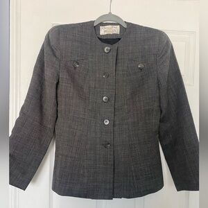 Christian Dior Petite Suit Blazer Top 100% Wool Gray - Size 8